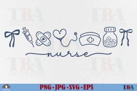 Coquette Nurse Life Nursing Doodle Icons: Design & Branding Guide