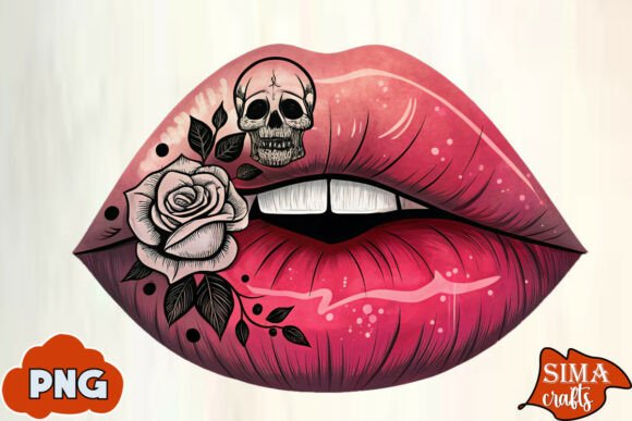 Lips Rose Black Theme Skull PNG: Unleash Your Dark Aesthetic