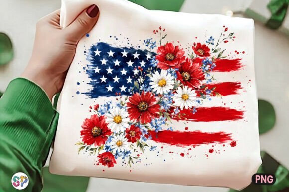 Patriotic Floral USA Flag PNG: Your 4th of July Design Essential