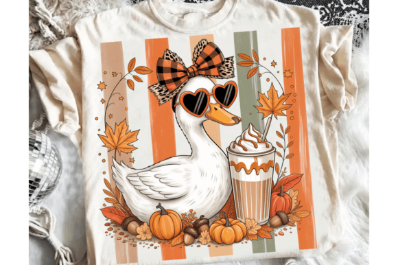 Preppy Fall Goose PNG, Coquette Autumn: A Seasonal Design Asset