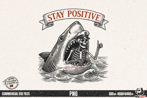 Stay Positive: The Shark Skeleton Meme for Dark Humor Designs