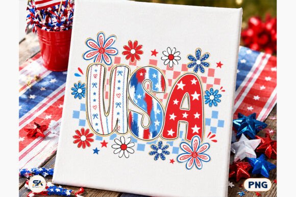 USA Floral Patriotic PNG: Red, White, and Blooming Style